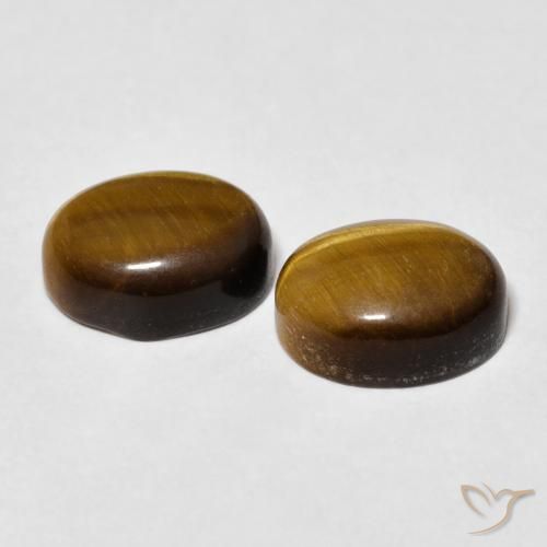 Pedras preciosas de Olho de Tigre Marrom dourado natural de 6.38 ct, oval, Opaco