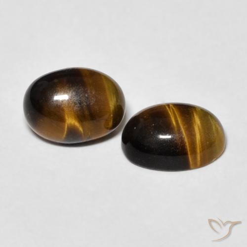 Pedras preciosas de Olho de Tigre Marrom dourado natural de 2.59 ct, oval, Opaco