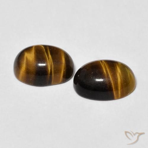 Pedras preciosas de Olho de Tigre Marrom dourado natural de 2.59 ct, oval, Opaco