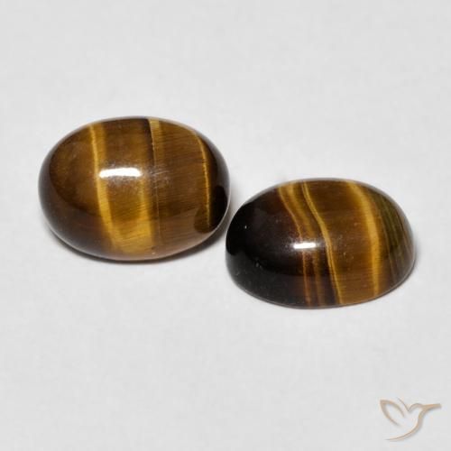 Pedras preciosas de Olho de Tigre Marrom-amarelado natural de 2.72 ct, oval, Opaco
