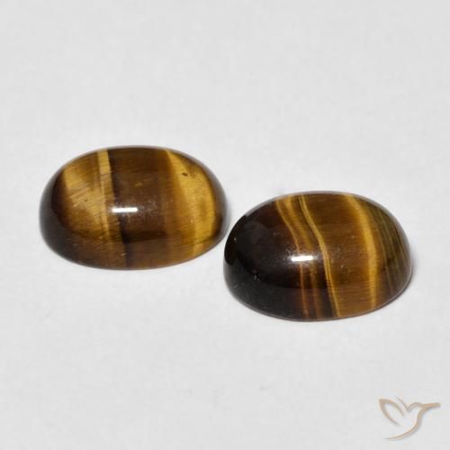 Pedras preciosas de Olho de Tigre Marrom-amarelado natural de 2.72 ct, oval, Opaco