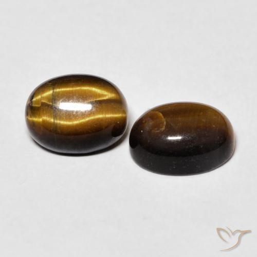 Pedras preciosas de Olho de Tigre Medium Dark-Brown natural de 3.01 ct, oval, Opaco