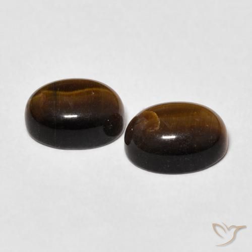 Pedras preciosas de Olho de Tigre Medium Dark-Brown natural de 3.01 ct, oval, Opaco