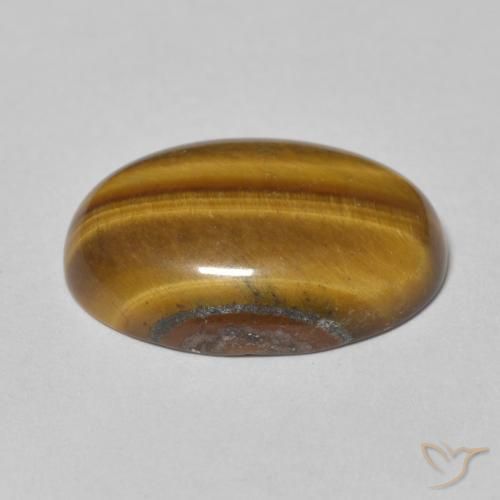 Olho de Tigre Castanho médio Natural 9.70ct, oval, Opaco
