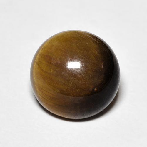 Olho de Tigre Marrom Quente Natural 4.17ct, Redondo, Opaco