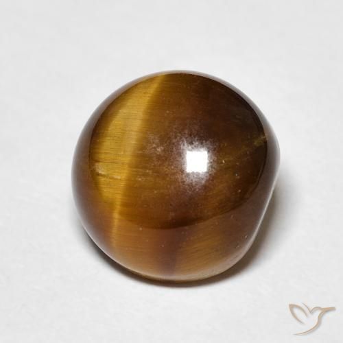 Olho de Tigre Castanho médio Natural 4.24ct, Redondo, Opaco