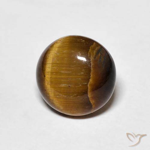 Olho de Tigre Castanho médio Natural 1.71ct, Redondo, Opaco