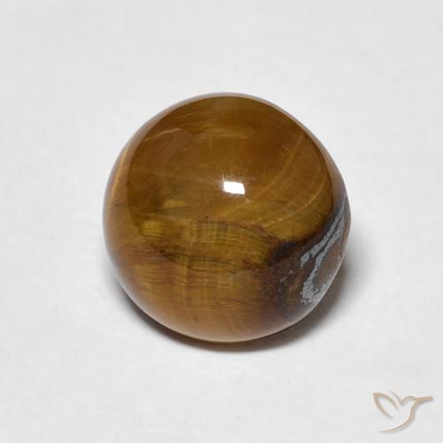 Olho de Tigre Castanho médio Natural 2.13ct, Redondo, Opaco