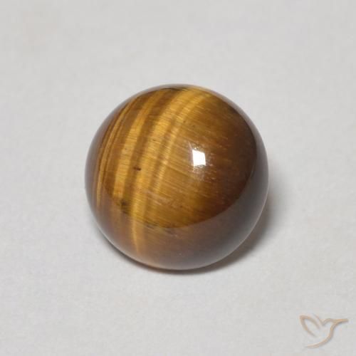 Olho de Tigre Marrom Quente Natural 1.24ct, Redondo, Opaco