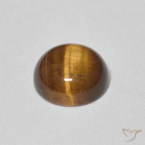 Olho de Tigre Marrom Quente Natural 1.24ct, Redondo, Opaco