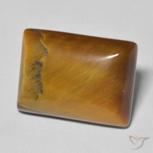 Olho de Tigre Marrom-amarelado Natural 12.19ct, baguete, Opaco