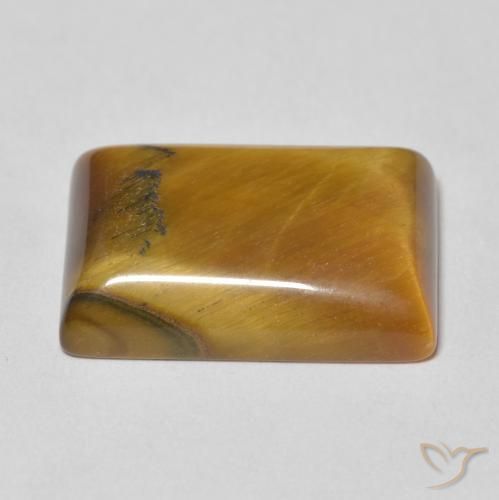 Olho de Tigre Marrom-amarelado Natural 12.19ct, baguete, Opaco