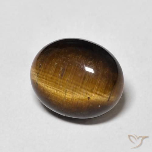 Olho de Tigre Marrom-amarelado Natural 4,79ct, Corte Oval, Opaco