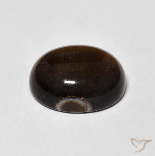 Olho de Tigre Marrom-amarelado Natural 4,79ct, Corte Oval, Opaco