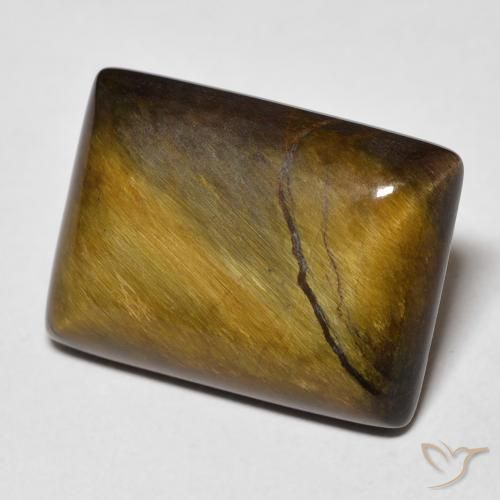 Olho de Tigre Marrom-amarelado Natural 12.60ct, baguete, Opaco
