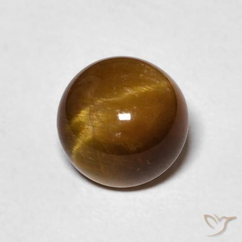 Olho de Tigre Marrom dourado Natural 2.32ct, Redondo, Opaco