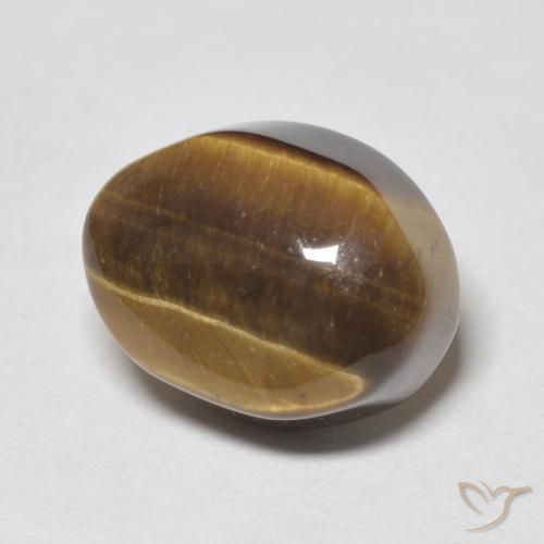Olho de Tigre Castanho médio Natural 6.70ct, oval, Opaco