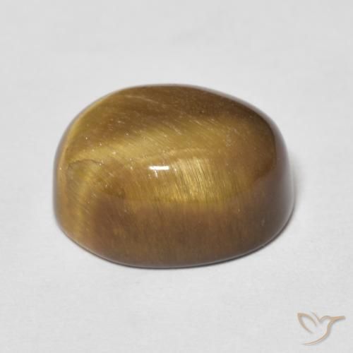 Olho de Tigre Castanho médio Natural 6.90ct, oval, Opaco