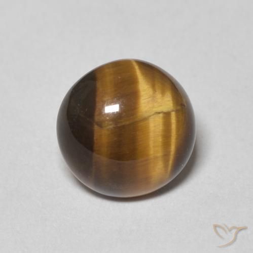 1.64ct Natural Marrom-amarelado Olho de Tigre, Redondo, Opaco