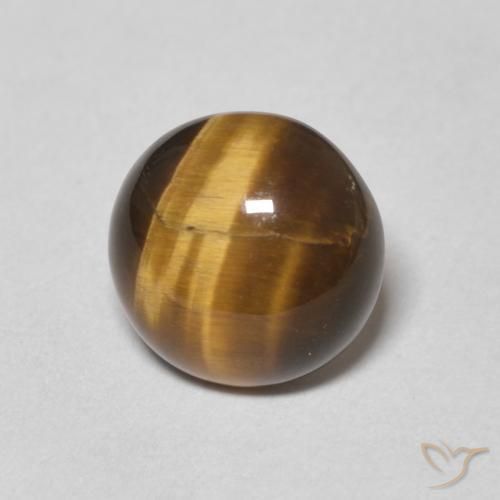 Olho de Tigre Marrom-amarelado Natural 1.64ct, Redondo, Opaco