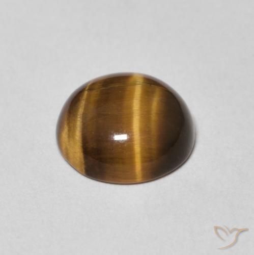 Olho de Tigre Marrom-amarelado Natural 1.64ct, Redondo, Opaco