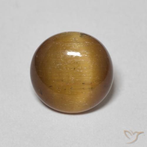 1.54ct Natural Marrom-amarelado Olho de Tigre, Redondo, Opaco