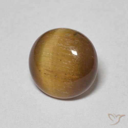 Olho de Tigre Marrom-amarelado Natural 1.54ct, Redondo, Opaco