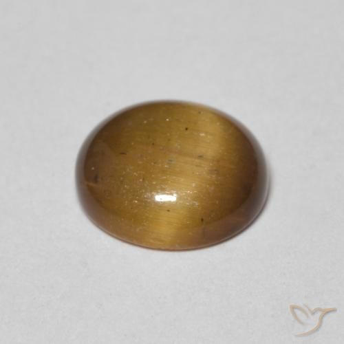 Olho de Tigre Marrom-amarelado Natural 1.54ct, Redondo, Opaco
