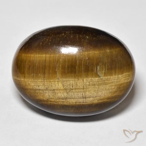 36.66ct Natural Medium Light-Brown Olho de Tigre, oval, Opaco