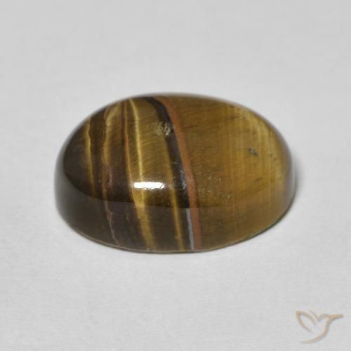 Olho de Tigre Marrom-amarelado Natural 6.95ct, oval, Opaco