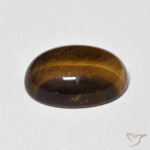 Olho de Tigre Castanho médio Natural 6.35ct, oval, Opaco