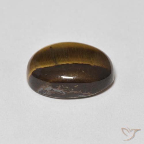 Olho de Tigre Castanho médio Natural 8.99ct, oval, Opaco