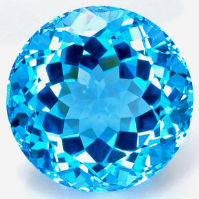 Topázio azul natural 35,67ct, corte redondo, VVS