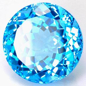 Topázio azul natural 35,67ct, corte redondo, VVS