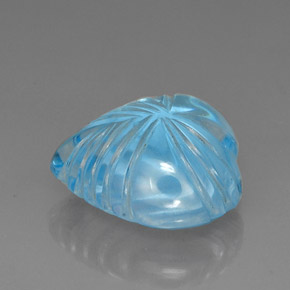 Topázio azul natural 27,79ct, formato de coração, transparente