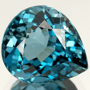 Topázio azul natural 2,84ct, formato de pêra, VVS-VS