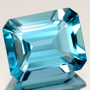 Topázio azul natural 5,23ct, corte esmeralda, VS