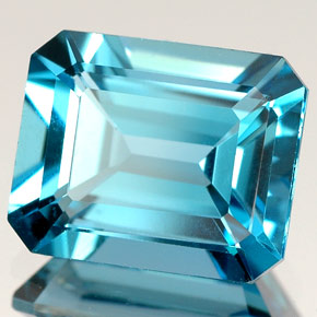 Topázio azul natural 5,23ct, corte esmeralda, VS