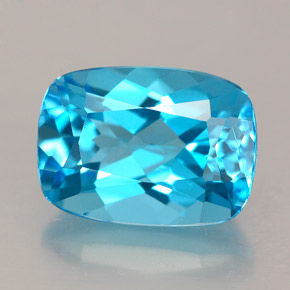 Topázio azul natural 3,58ct, almofada cortada, VVS