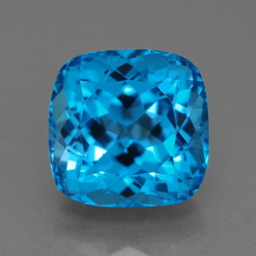 Topázio azul natural 6,62ct, almofada cortada, VS