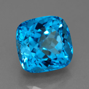 Topázio azul natural 6,62ct, almofada cortada, VS