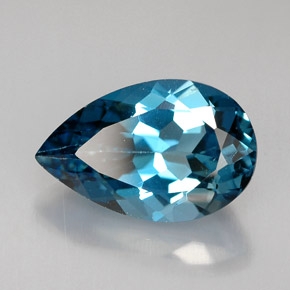 Topázio azul natural 5,24ct, formato de pêra, VS