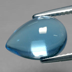 Topázio azul natural 4,24ct, formato de pêra, transparente