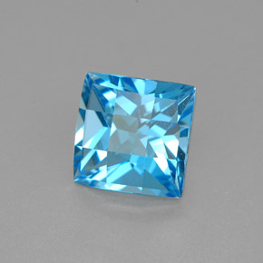 Topázio azul natural 3,20ct, quadrado, VVS-VS
