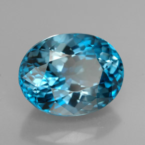 Topázio azul natural 3,13ct, corte oval, VVS