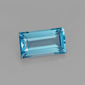 Topázio azul natural 1,83ct, baguete, VVS