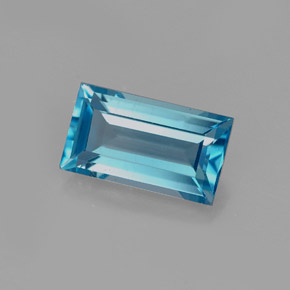 Topázio azul natural 1,83ct, baguete, VVS