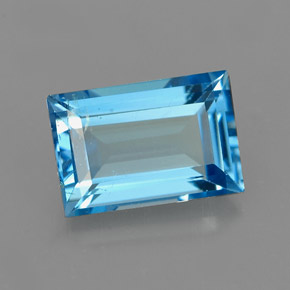 Topázio azul natural 2,17ct, baguete, VS