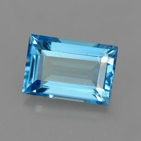 Topázio azul natural 2,17ct, baguete, VS