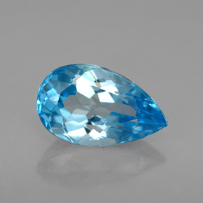 Topázio azul natural 2,40ct, formato de pêra, VVS-VS